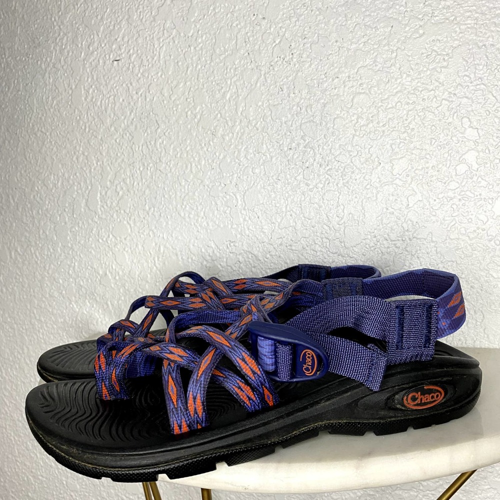 Chaco Zvolv X2 Blue Purple Orange Hiking Sandal Toe Loop Braided Trail Womens 7